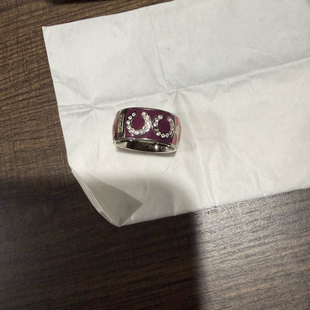 Coach Patchwork Pink Crystal Ombre Signature Ring - Picture 6 of 7